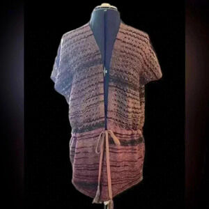 Chicos Knit Brown Shades shrug vest with waist tie Chico size 0